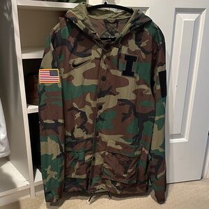 Nike Camouflage Military Jacket with Hood University of Illinois